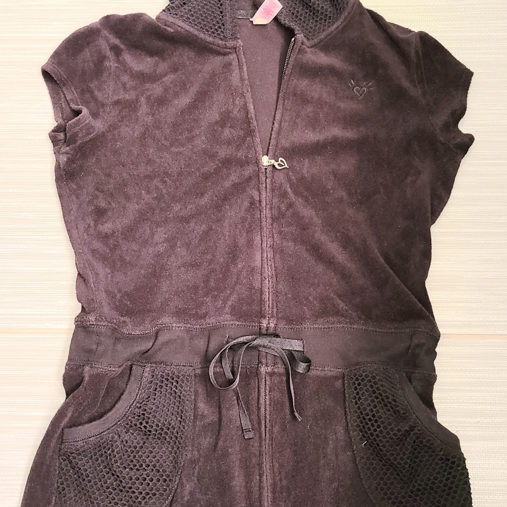 Girls Black Zipper Justice hooded cover up size 12